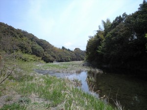 空間のそばを流れる川